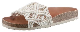 Verbenas Pantoffel VERBENAS Raga Knots Digital, Damen, Gr. 35, beige (creme), Textil, Schuhe Pantoffel, Sommerschuh, Schlappen, Hausschuh in geh&auml;keltem Look