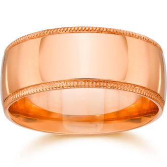 Pompeii3 10mm Milgrain 14K Rose Gold Polished Wedding Band Size Selectable