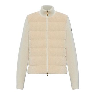 Moncler Down Jackets, female, Beige, Size: M Jacket with wool detailing