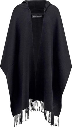 Emporio Armani Wollen sjaal met capuchon - Dames - Accessoires - Zwart - Maat: ONE Size Wol