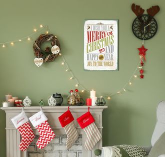 Queence Metallbild »Merry Christmas« Schriftzug Schriftzüge Tiere 1 Stk. tlg. Stahlschilder