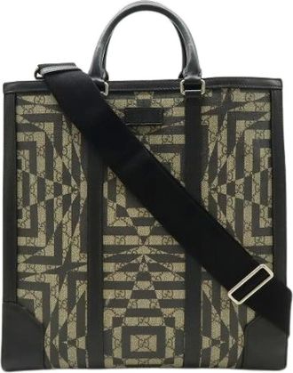 Gucci Pre-owned Tote Bags, female, Beige, Size: ONE SIZE Pre-owned Vintage Canvas Tote Bag