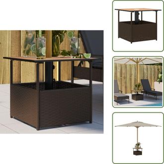 vidaXL Tavolo in rattan - vidaXL Tavolo Giardino Foro Ombrellone Marrone 55x55x46,5cm Polyrattan - Tavolo in acciaio