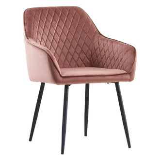 Ainpecca Set of 2 Velvet Dining Chairs Rose Upholstered Seat with Metal Legs Living Room