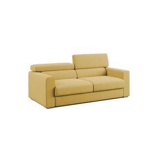 Divani.Store Divani.store - Dylan Sof&aacute; Con Pouf Extra&iacute;ble En Tejido Efecto Algod&oacute;n Impermeable 188 Cm Amarillo