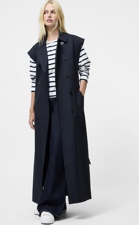 French Connection Womens Navy Sleeveless Double Breasted Belted Trench Coat - Size 14 UK