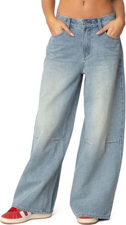 Edikted Rad Low Rise Wide Leg Jeans in Light-Blue at Nordstrom, Size X-Large