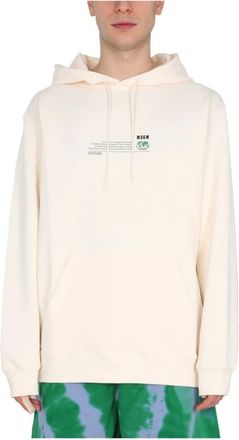 Msgm Msgm, Hoodies & sweatvesten, Heren, Wit, S, Katoen, Future-print Hoodie