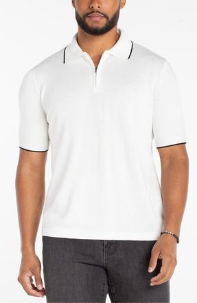 Liverpool L.A. Tipped Zip Polo in Parchment at Nordstrom, Size X-Large