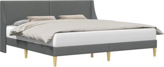 vidaXL Estructura De Cama Con Cabecera Gris Oscuro 180 X 200 Cm Tela Vidaxl