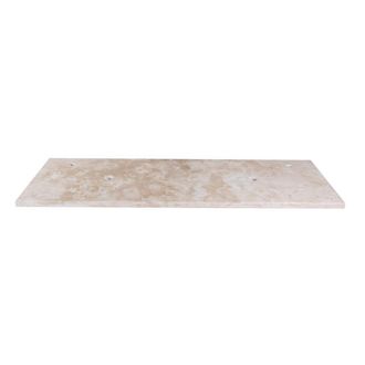 Saniclass Travertine Topblad - 140x46cm - 2 kraangaten - 2 sifon-uitsparingen - gemeleerd natuursteen