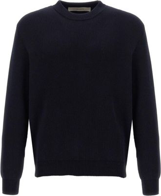 Golden Goose Blue Ribbed Finishes Cotton Sweater