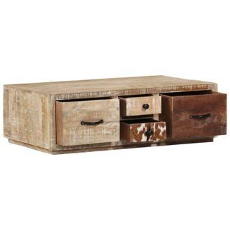 vidaXL Mesa De Caf&eacute; De Madera De Manguera Masiva 90x60x30 Cm