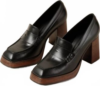 Alohas Womens Busy High Heel Loafers In Black