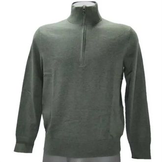 Brooks Brothers Mens Half Zip Pullover Combed Cotton Sweater In Green