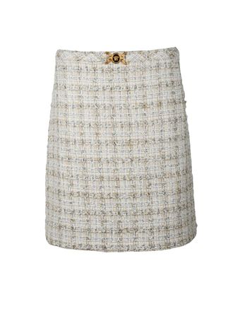 Versace Collection Boucl&eacute; Mini Skirt - Beige/Gold