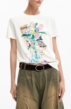 Desigual Vase Graphic T-Shirt in White at Nordstrom, Size X-Small