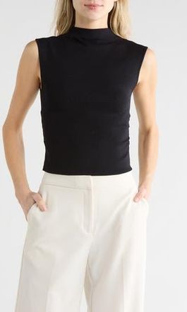 Blu Pepper Mock Neck Ruched Tank in Black at Nordstrom Rack, Size Medium