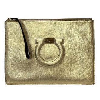 Ferragamo Pre-owned Clutches, female, Yellow, Size: ONE SIZE Pre-owned Gancini Clutch bag