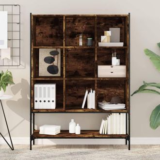 Berkfield Home Decorative Bookcase Smoked Oak 102x30x141.5 cm Engineered Wood in Brown