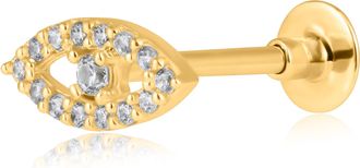 MAX + STONE Solid 14K Gold Single Comfy Flat Back Cartilage Evil Eye Stud Earrings