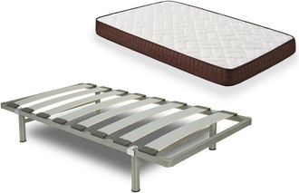 HOGAR 24 Hogar24 - Cama Completa - Colch&oacute;n Viscobrown Doble Capa Viscosoft, Altura 15 Cm + Somier Desmontable + Patas De 32 Cm, 90x190 Cm