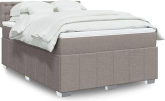 vidaXL Vidaxl - Cama Box Spring Con Colch&oacute;n Tela Gris Taupe 140x200 Cm