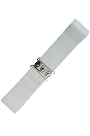 Banned Retro Vintage 1950s Elasticated Wide Nurse Belt (XL/2XL, White)