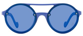 Moncler ML0064 Double Bridge Round Sunglasses - Blue