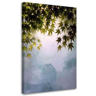 Feeby Cuadro En Lienzo Hojas Verdes De Arce Plantas Naturaleza 70x100