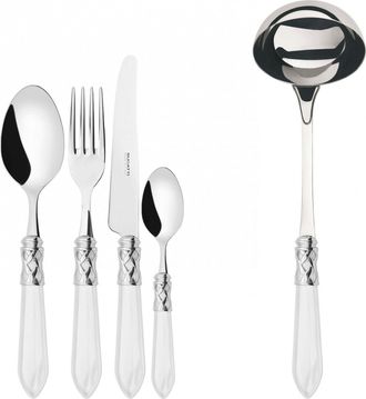 Bugatti Aladdin Ghiera Cromata, Posate Set 49 Pz, Scatola Weng&egrave;, Casa Bugatti - Colore: Bianco