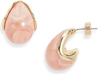 Nordstrom Resin Huggie Hoop Earrings in Peach- Gold at Nordstrom