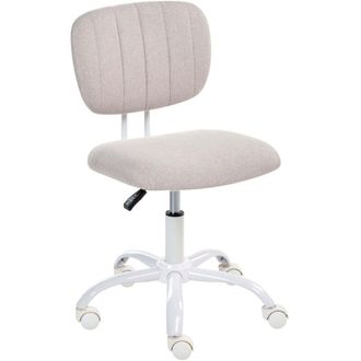 Beliani Desk Chair Light Beige Fabric Upholstery Iron Frame Swivel Adjustable Height Armless Home Office Kids Room BUBBLY