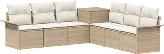 vidaXL Juego De Sof&aacute; 7 Uds. Beige Y Blanco Crema Vidaxl