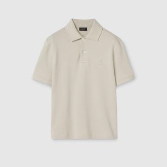 Gucci Cotton Piquet Polo Shirt With Embroidery, Size XXXL, Grey, Ready-to-wear