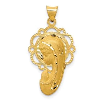 Diamond2Deal 14k Yellow Gold Satin Polished Mary Pendant