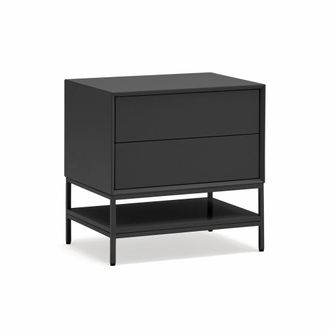 Teulat Mesita de noche 2 cajones negro