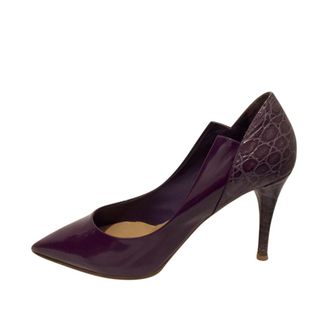 Chlo&eacute; Croc Embossed Patent Leather Pumps Size 36