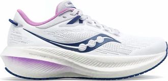 Saucony Womens Triumph 21 Running Shoes In White/indigo/lavendar