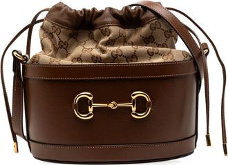 Gucci Borsa tote Horsebit 1955 in tela GG 2016-2025 - Marrone