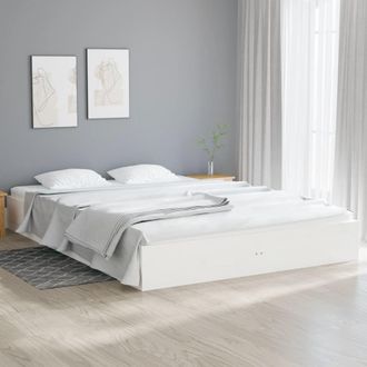 Berkfield Home Bed Frame White Solid Wood 120x200 cm | Size: Small Double