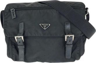 Prada Pre-owned Cross Body Bags, female, Black, Size: ONE SIZE Pre-owned Tessuto Nylon Shoulder Bag