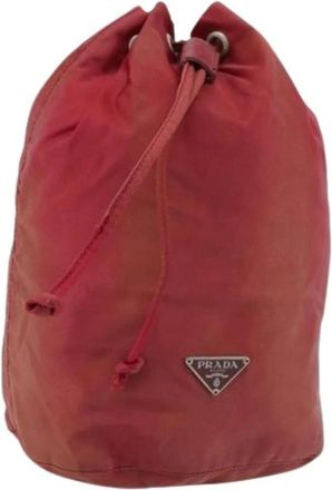 Prada Pre-owned Bucket Bags, female, Red, Size: ONE SIZE Pre-owned Vintage Nylon Pouch