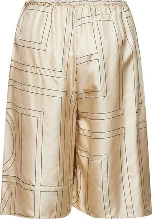 Toteme Womens Culottes Silk Pj Ivory Monogram Gots Certified Organic Short