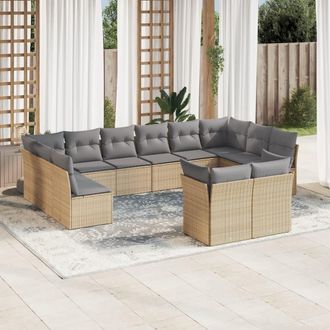 vidaXL Set De Sof&aacute;s De Jard&iacute;n 12 Pzas Y Cojines Rat&aacute;n Sint&eacute;tico Marr&oacute;n Vidaxl