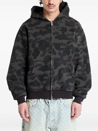 A Bathing Ape camo-print zip-up hoodie - unisex - Polyester/Cotton - M - Black