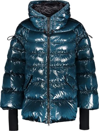 Herno Hooded Down Jacket With Shiny Zip Effect