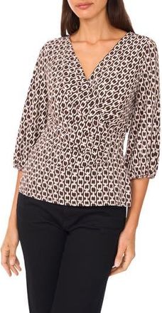 Vince Camuto Ity Wrap Surplice Neck Blouse in Cocoa Brown at Nordstrom Rack, Size Small