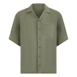 120% Lino 120% Lino, Short Sleeve Shirts, male, Green, Size: S Linen Short-sleeve Shirt