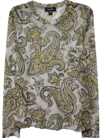 Karen Kane Womens All Over Mesh Top In Golden Paisley